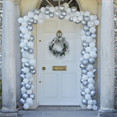 silver-and-white-christmas-door-balloon-arch-240-balloons|TIS-606|Luck and Luck| 1
