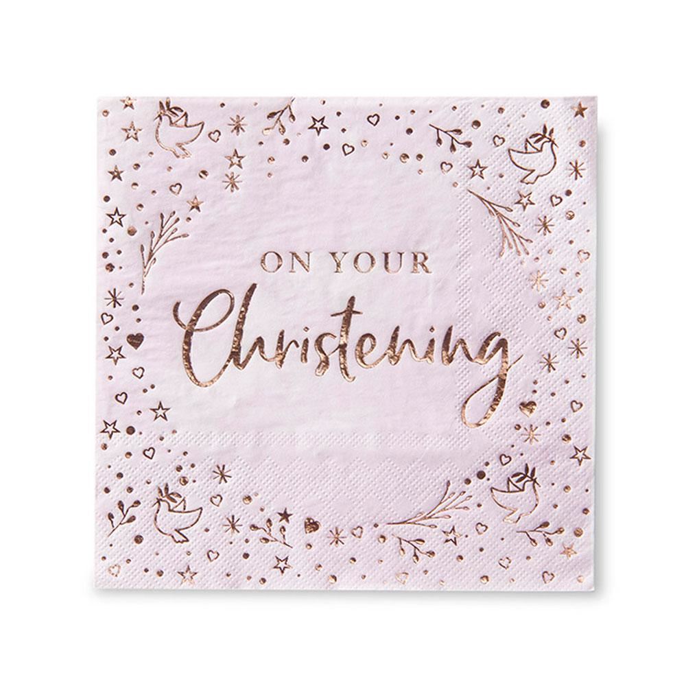 on-your-christening-paper-napkins-pink-x-16|J092|Luck and Luck|2