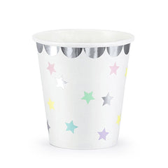 pastel-and-silver-star-paper-cups-set-of-6-unicorn-xmas-party|KP14|Luck and Luck|2