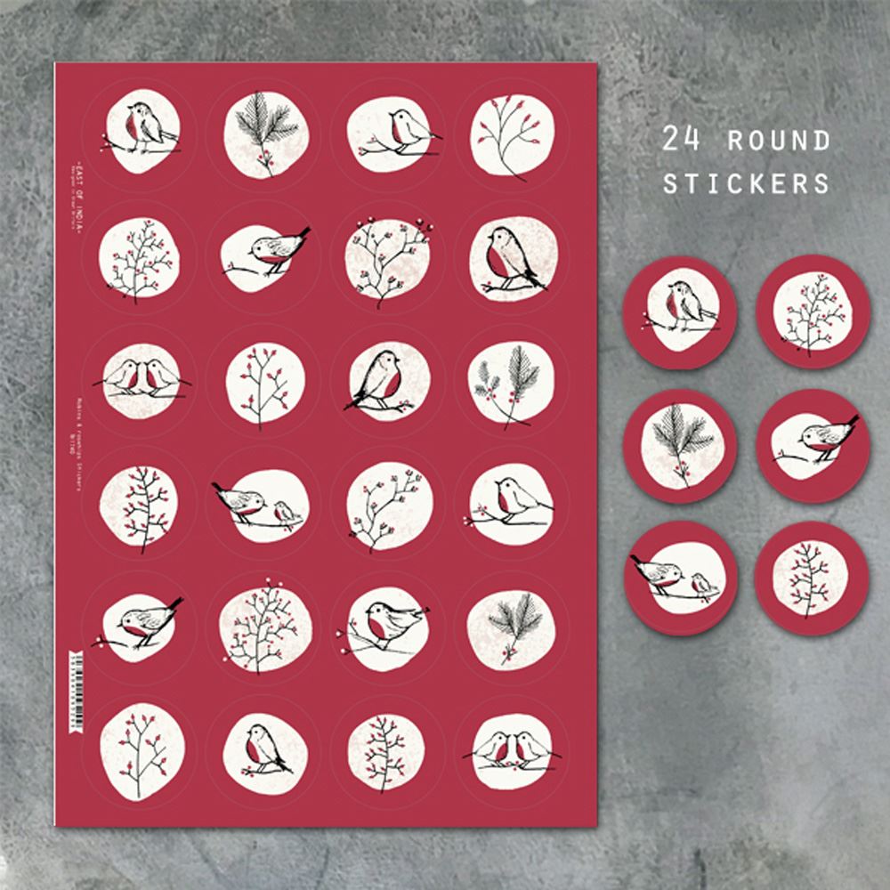 east-of-india-christmas-robins-and-rosehips-sticker-sheet-with-24-stickers|1740|Luck and Luck| 3