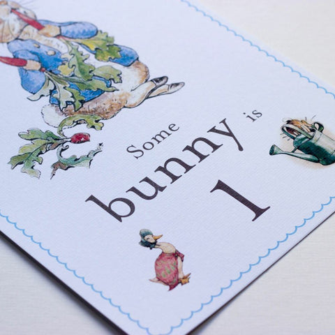 peter-rabbit-birthday-sign-some-bunny-is-1-a4-card-and-easel|LLSTWPR1A4|Luck and Luck|2