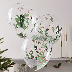 christmas-holly-and-berries-confetti-party-balloons-x-5|TRAD314|Luck and Luck| 1