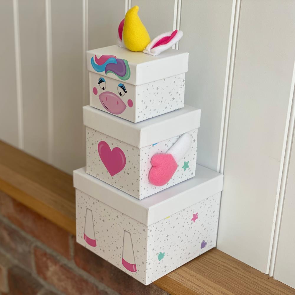 childrens-set-of-3-stacking-unicorn-gift-boxes|K-29061-BXC|Luck and Luck| 1
