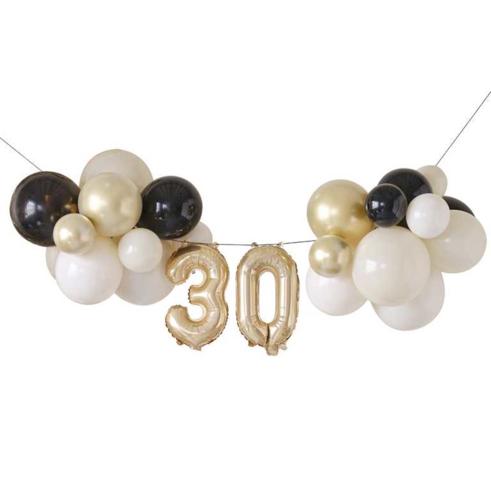 giant-30th-birthday-foil-balloon-bunting-nude-cream-black-gold|CN-114|Luck and Luck|2