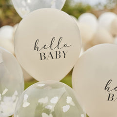 hello-baby-taupe-and-cloud-confetti-baby-shower-balloons-x-5|HEB-108|Luck and Luck|2