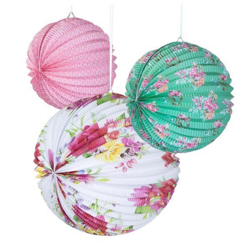 alice-in-wonderland-style-floral-paper-hanging-lanterns-x-3-decoration|TS4-PAPERLANTERN|Luck and Luck| 3