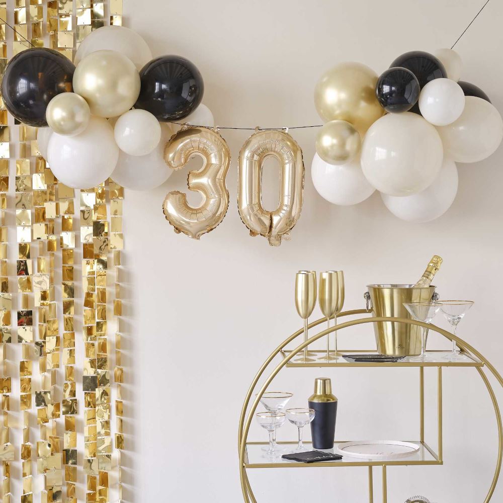 giant-30th-birthday-foil-balloon-bunting-nude-cream-black-gold|CN-114|Luck and Luck| 1