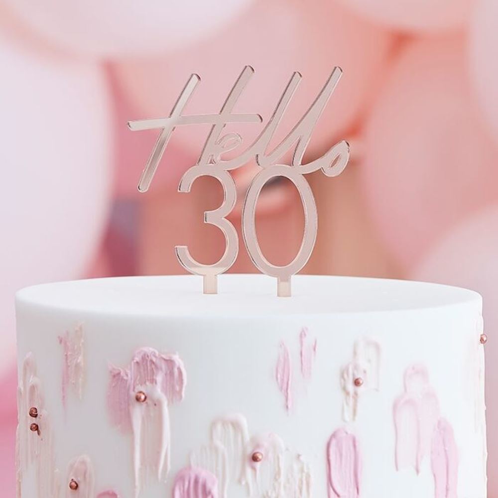rose-gold-cake-topper-hello-30-30th-birthday|MIX-305|Luck and Luck| 1