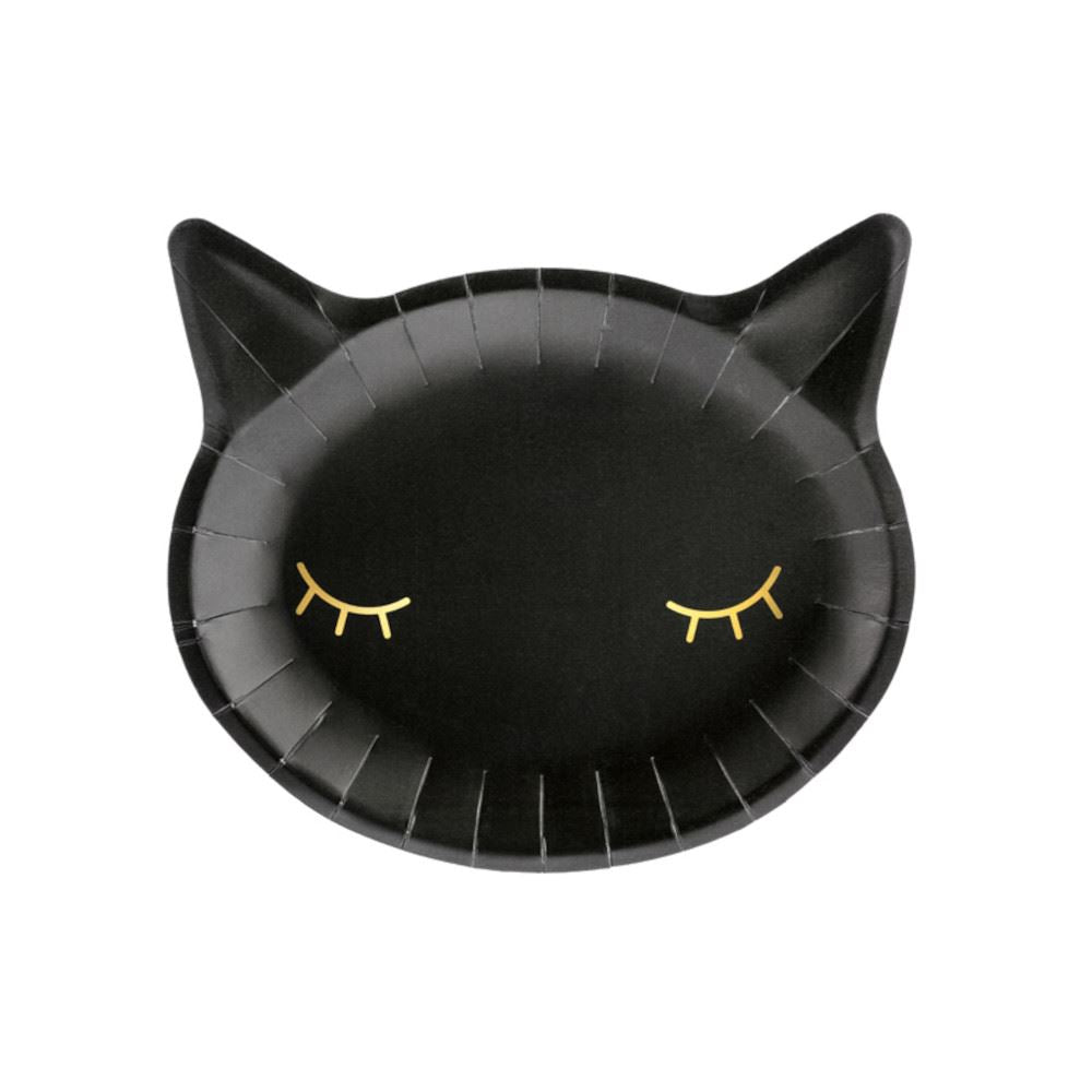 black-cat-halloween-paper-party-plates-x-6|TPP60|Luck and Luck|2