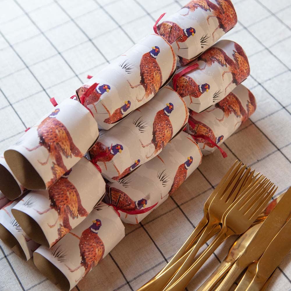 plastic-free-botanical-pheasant-eco-friendly-christmas-crackers-6-pack|CRACK-BC-PHEASANT-V2|Luck and Luck| 1