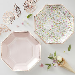 ditsy-floral-with-gold-foil-edge-paper-party-plates-pack-of-8|DF-801|Luck and Luck| 1