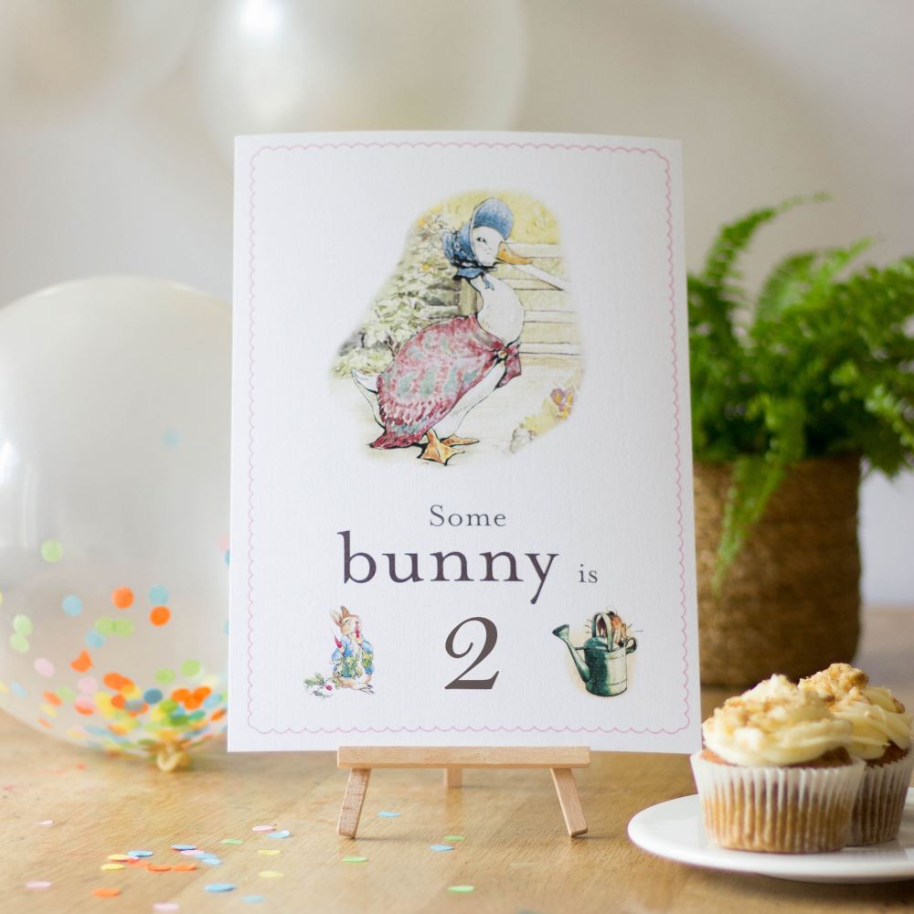 jemima-puddleduck-some-bunny-is-2-card-easel-peter-rabbit-2nd-birthday|STWJEMIMA2A4|Luck and Luck| 1
