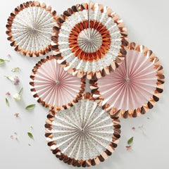 rose-gold-floral-paper-fan-decorations-ditsy-floral-pack-of-5|DF-810|Luck and Luck| 1