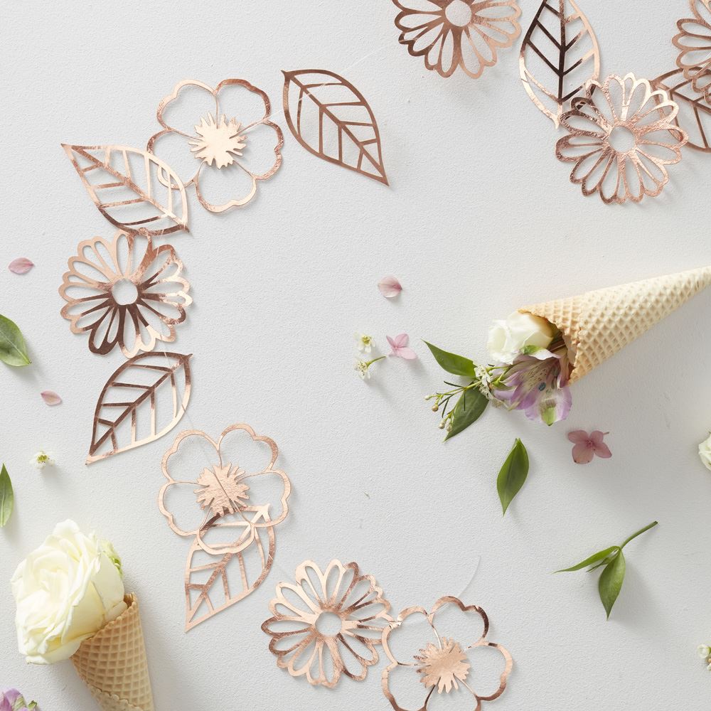 rose-gold-foiled-flower-garland-ditsy-floral-18-flowers-3m-wedding|DF-807|Luck and Luck| 1