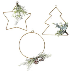 hanging-christmas-wire-tree-star-and-hoop-decorations-and-foliage-x-3|SPRK111|Luck and Luck|2