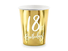 18th-birthday-gold-paper-party-cups-decorations-x-6|KPP7318019M|Luck and Luck| 1