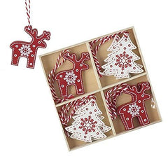 wooden-nordic-christmas-hanging-reindeer-and-tree-decorations-x-8|PEA271|Luck and Luck| 1