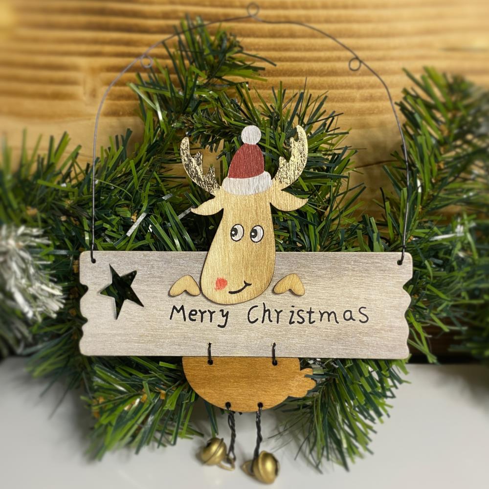 hanging-wooden-reindeer-merry-christmas-hanger-xmas-decor|SFZ253|Luck and Luck| 1