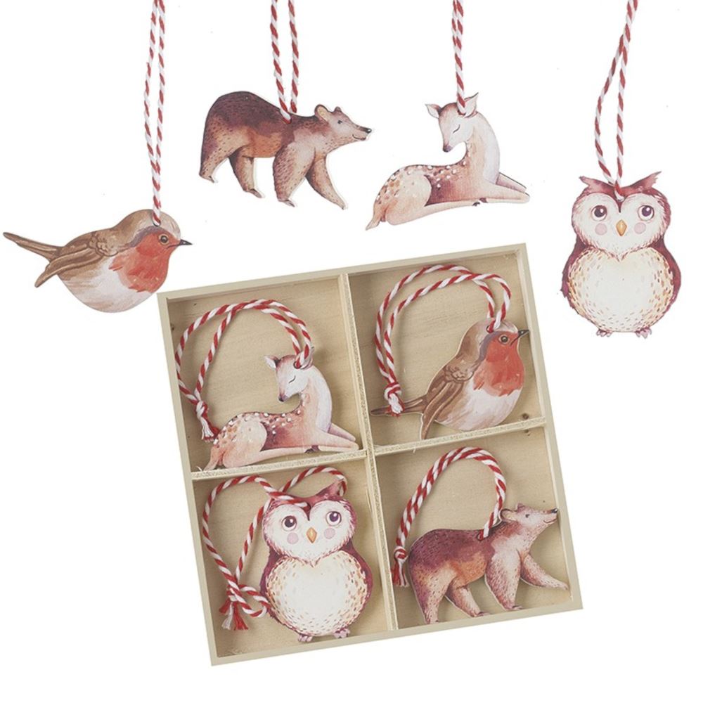 wooden-christmas-tree-hanging-set-woodland-animals-x-8|TLA630|Luck and Luck| 1