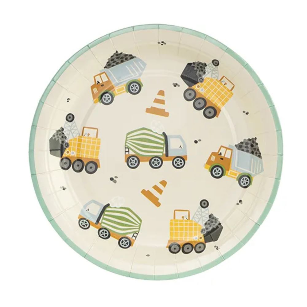 construction-vehicles-childrens-paper-party-plates-x-6|TPP80|Luck and Luck|2