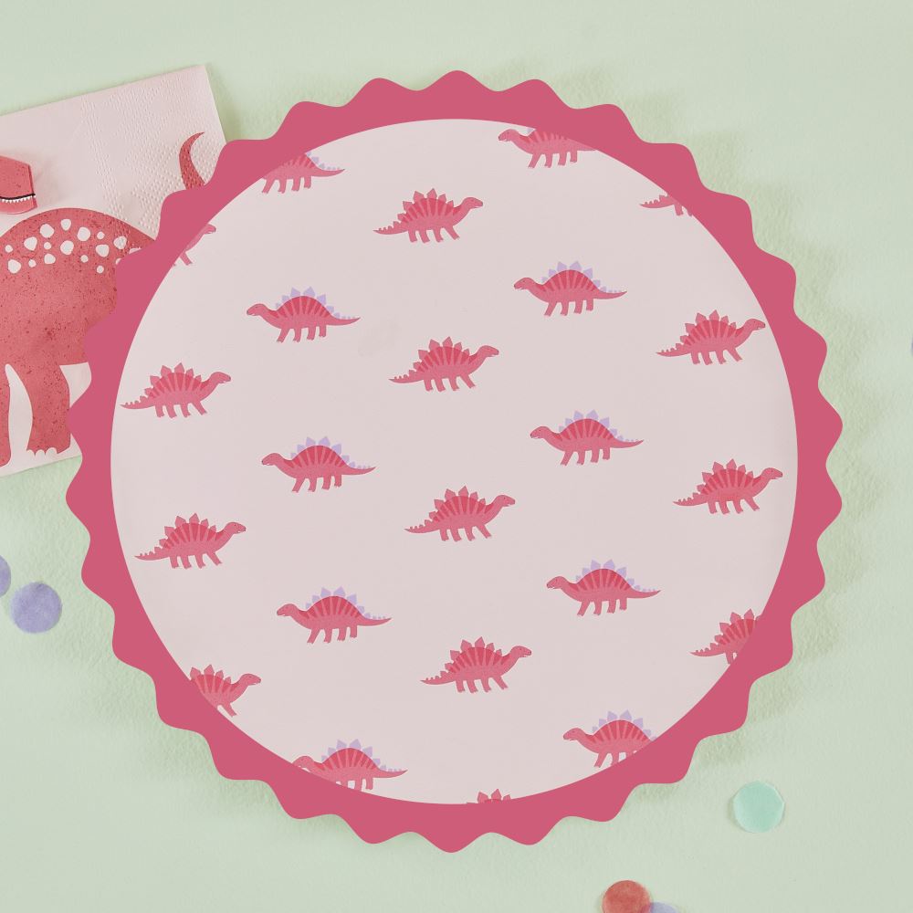 pink-dinosaur-print-paper-party-plates-x-8|DINO-124|Luck and Luck| 1