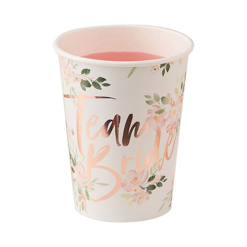 team-bride-floral-paper-cups-x-8-floral-hen-party|FH-218|Luck and Luck|2