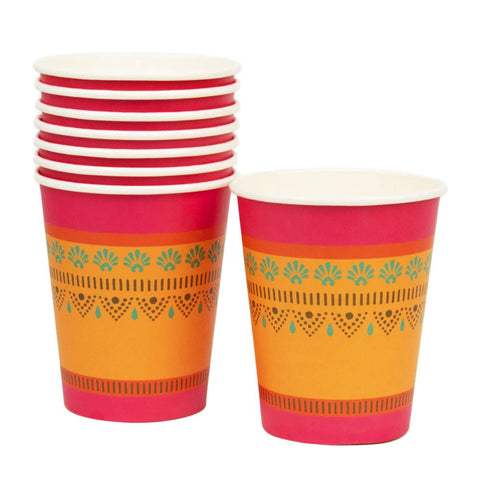 diwali-orange-and-pink-paper-party-cups-8-pack-festival-of-light|SPICE-CUP|Luck and Luck| 3