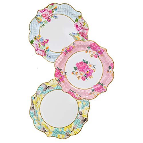 alice-in-wonderland-medium-paper-plate-x-12-vintage-floral-bird-wedding-party|TS4-MED-PLATE|Luck and Luck|2
