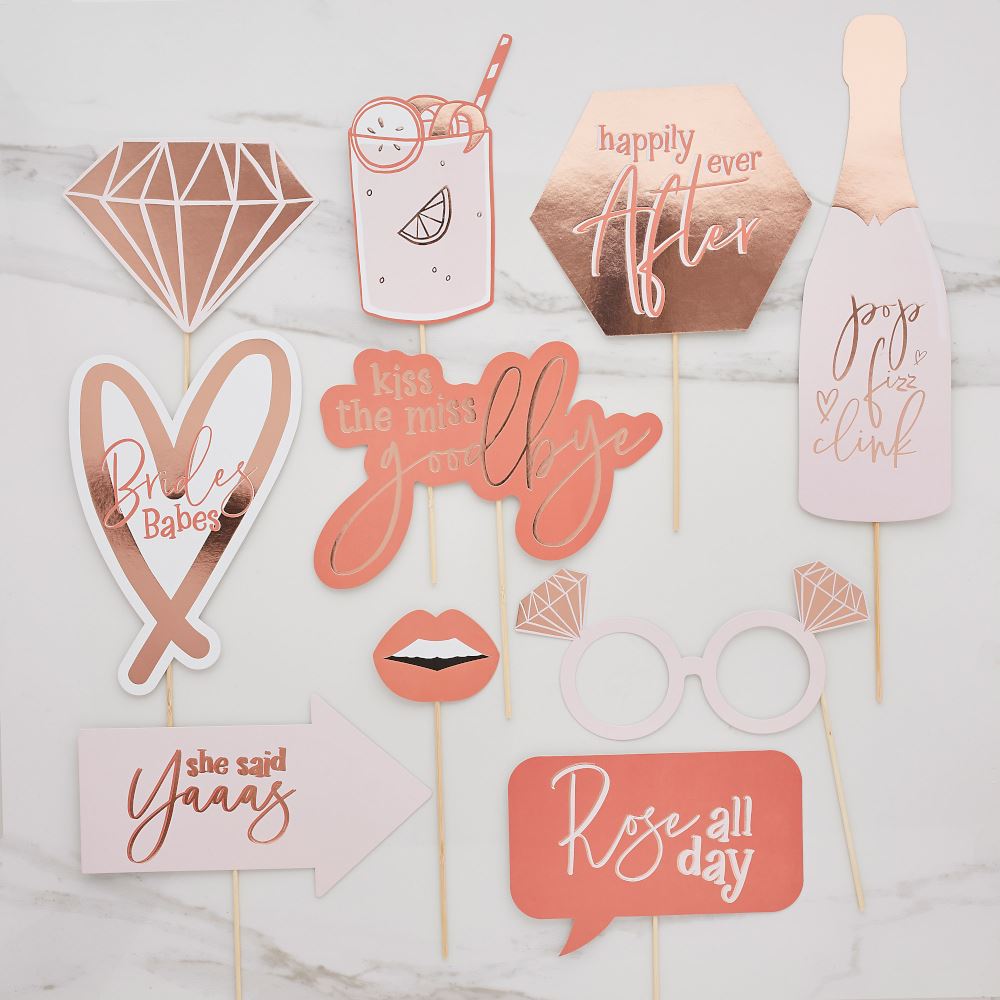 hen-party-blush-pink-rose-gold-photo-booth-props-10-pack|HBSY102|Luck and Luck| 1