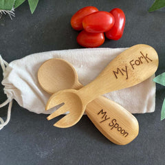 personalised-kids-bamboo-spoon-and-fork-eco-friendly-gift|LLWWJQY040|Luck and Luck| 1