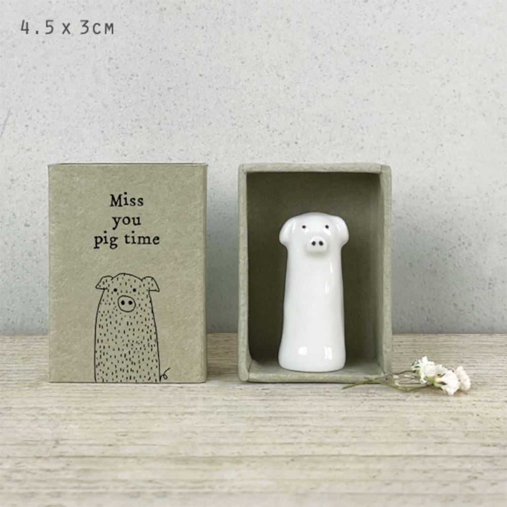 east-of-india-mini-matchbox-gift-porcelain-pig-miss-you-pig-time|6100F|Luck and Luck| 1