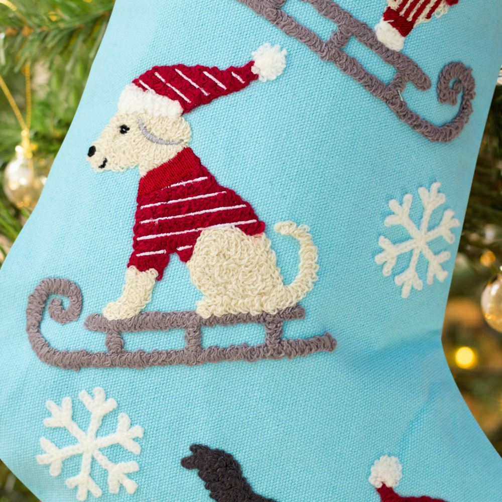 dogs-on-sledges-embroidered-christmas-stocking|HOLXM003|Luck and Luck|2