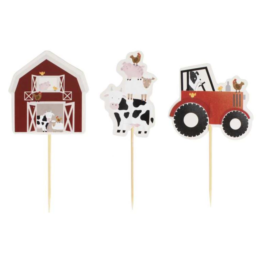 12-cupcake-toppers-farm-scene-toppers-childrens-party|FA-105|Luck and Luck|2