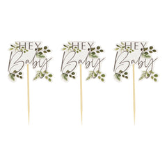 hey-baby-shower-botanical-cupcake-toppers-x-12|BAB129|Luck and Luck|2