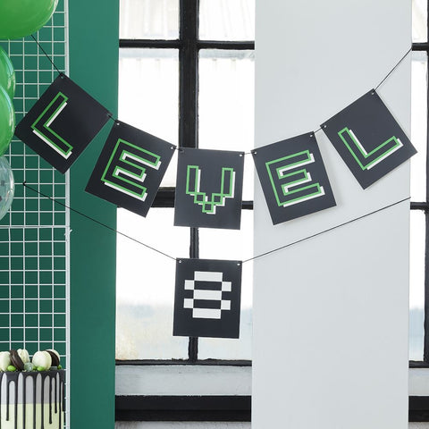 customisable-age-black-and-green-level-up-bunting-gamerparty|GAME-111|Luck and Luck|2
