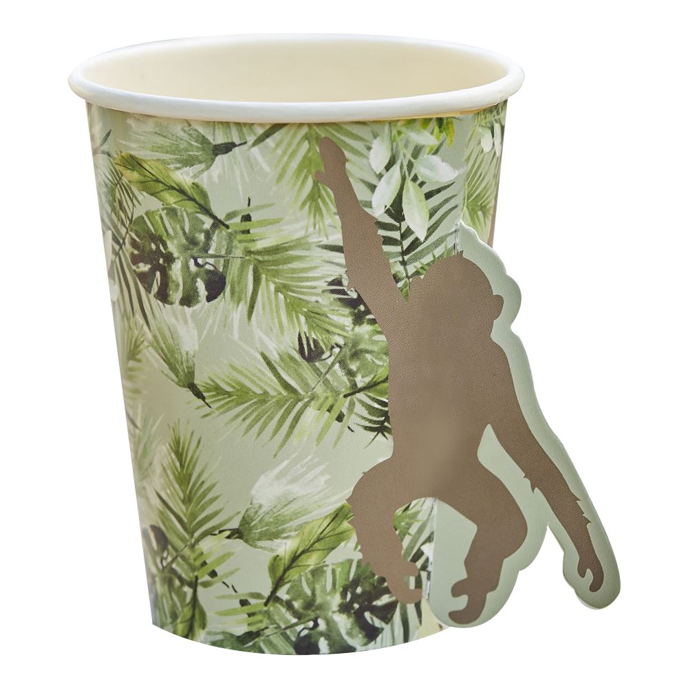 monkey-party-paper-cups-x-8-childrens-jungle-party|WILD-100|Luck and Luck|2