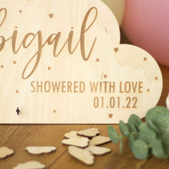 personalised-wooden-cloud-baby-shower-alternative-guest-book|LLWWGBCDP|Luck and Luck| 4