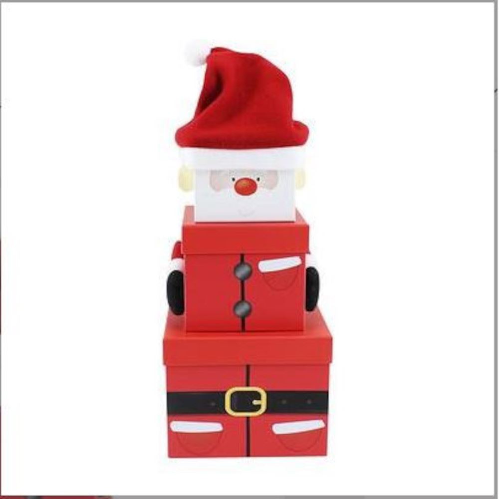 small-santa-stackable-christmas-boxes-3-pack|X-29478-BXC|Luck and Luck| 3