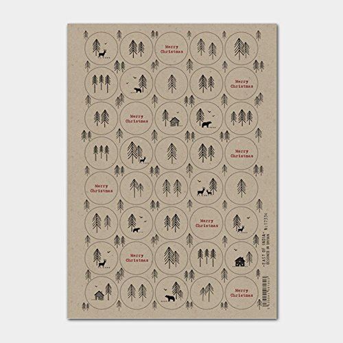 east-of-india-christmas-forest-stickers-brown-kraft-40-sticker-single-sheet-craft|1733K|Luck and Luck| 4
