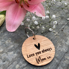personalised-wooden-oak-veneer-keyring-i-love-you-gift|LLWWCOUPKEYRINGD6|Luck and Luck| 3