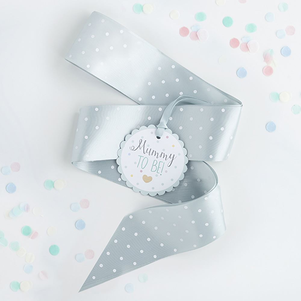 mummy-to-be-ribbon-sash-green-with-white-dots-baby-shower|J012UX|Luck and Luck| 3