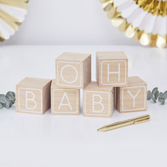 baby-shower-wooden-building-block-guest-book-alternative-oh-baby|OB-124|Luck and Luck| 1
