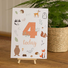 forest-animals-birthday-age-4-sign-and-easel|LLSTWFOREST4A4|Luck and Luck| 1
