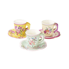 party-vintage-floral-style-paper-cups-and-saucers-x-12|TS6-CUPSET-VINTAGE|Luck and Luck|2