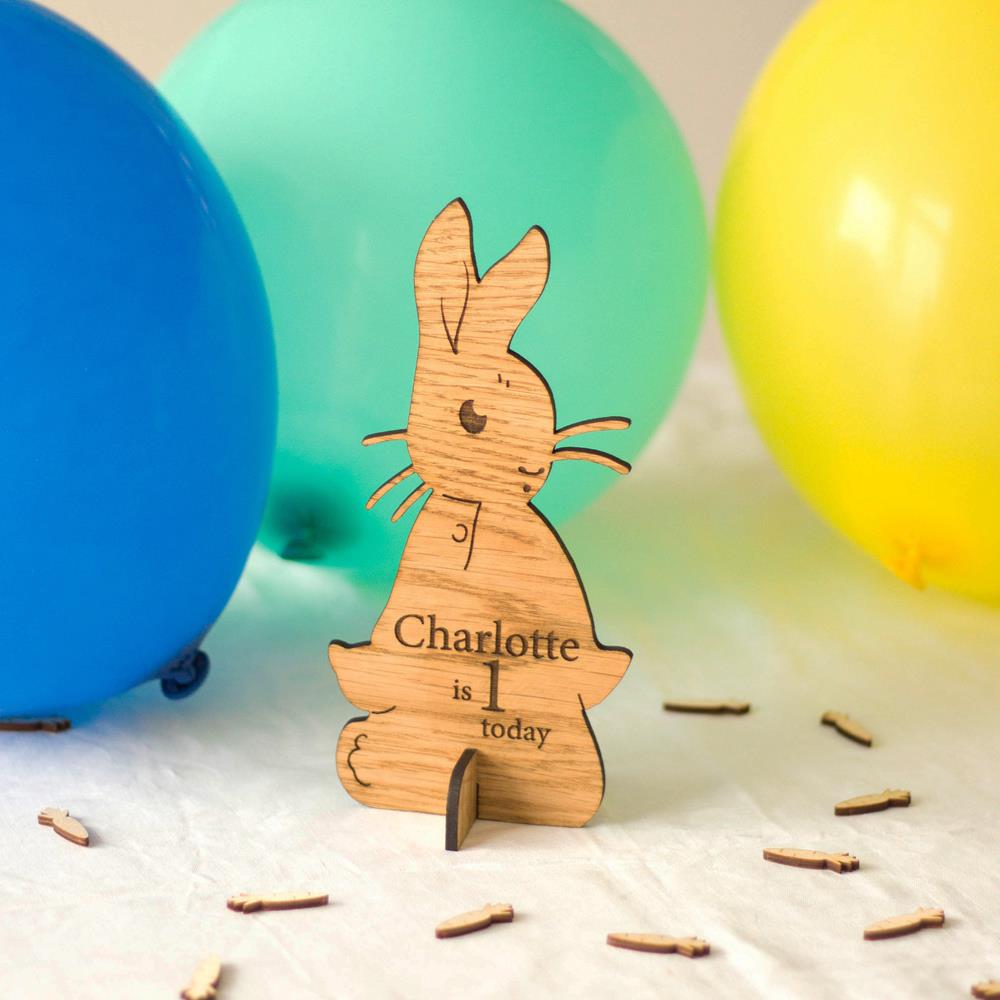 oak-wood-personalised-bunny-sign-19-5cm-font-2-peter-rabbit|LLWWBYO19F2|Luck and Luck| 1
