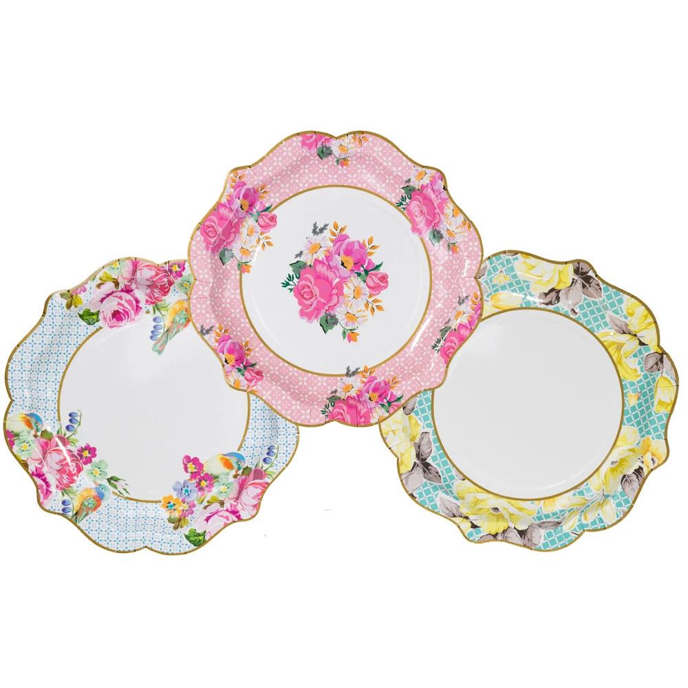 alice-in-wonderland-medium-paper-plate-x-12-vintage-floral-bird-wedding-party|TS4-MED-PLATE|Luck and Luck| 3