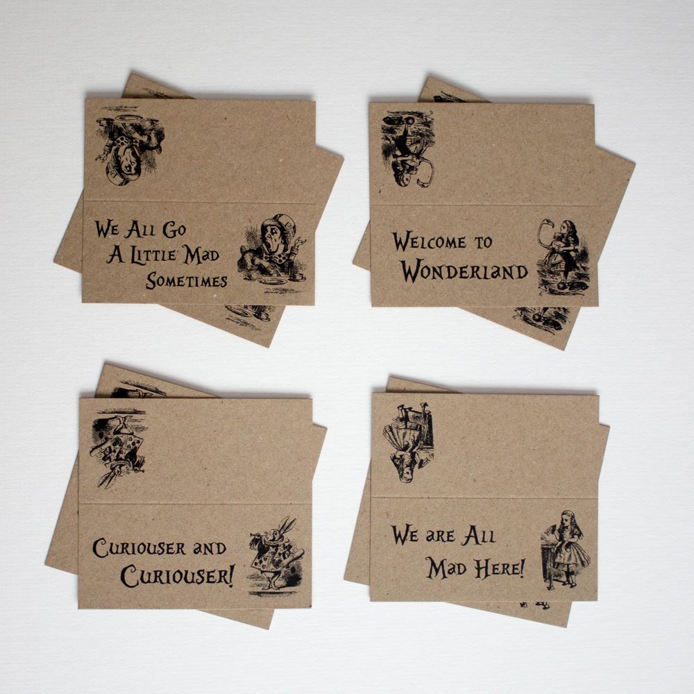 alice-in-wonderland-place-cards-set-of-8-brown-kraft-wedding-party|PCAIWLK|Luck and Luck| 3