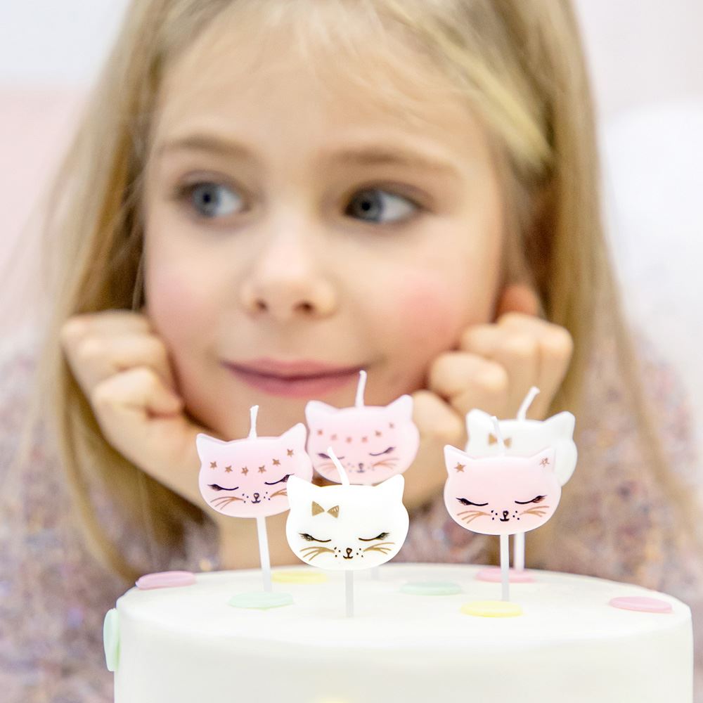 set-of-6-cute-kitten-shaped-birthday-candles-cats-collection-birthday-cake-decoration|SCS-4|Luck and Luck| 1