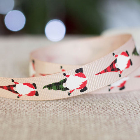 nordic-santa-christmas-grosgrain-ribbon-taupe-5m|6843|Luck and Luck|2