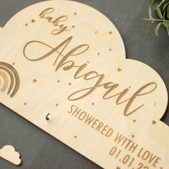 personalised-wooden-cloud-baby-shower-alternative-guest-book|LLWWGBCDP|Luck and Luck| 3